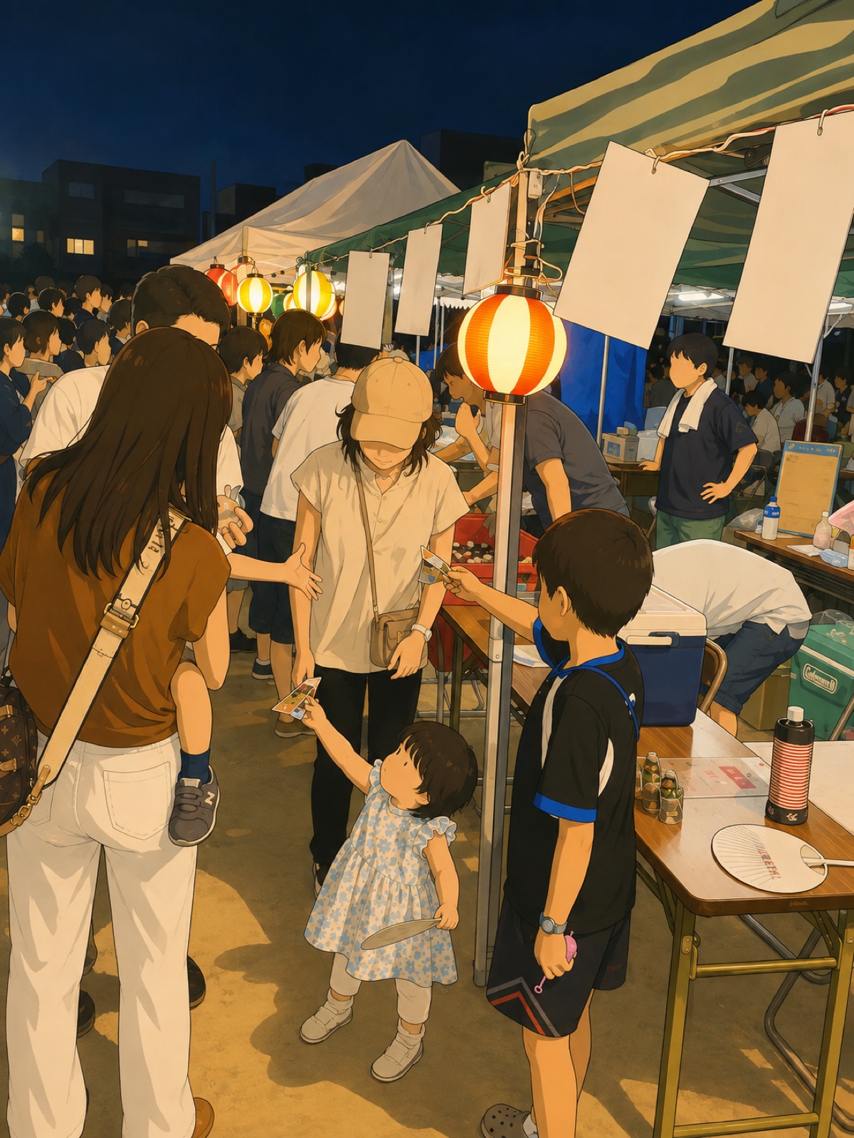 夜の盆踊り会場の様子